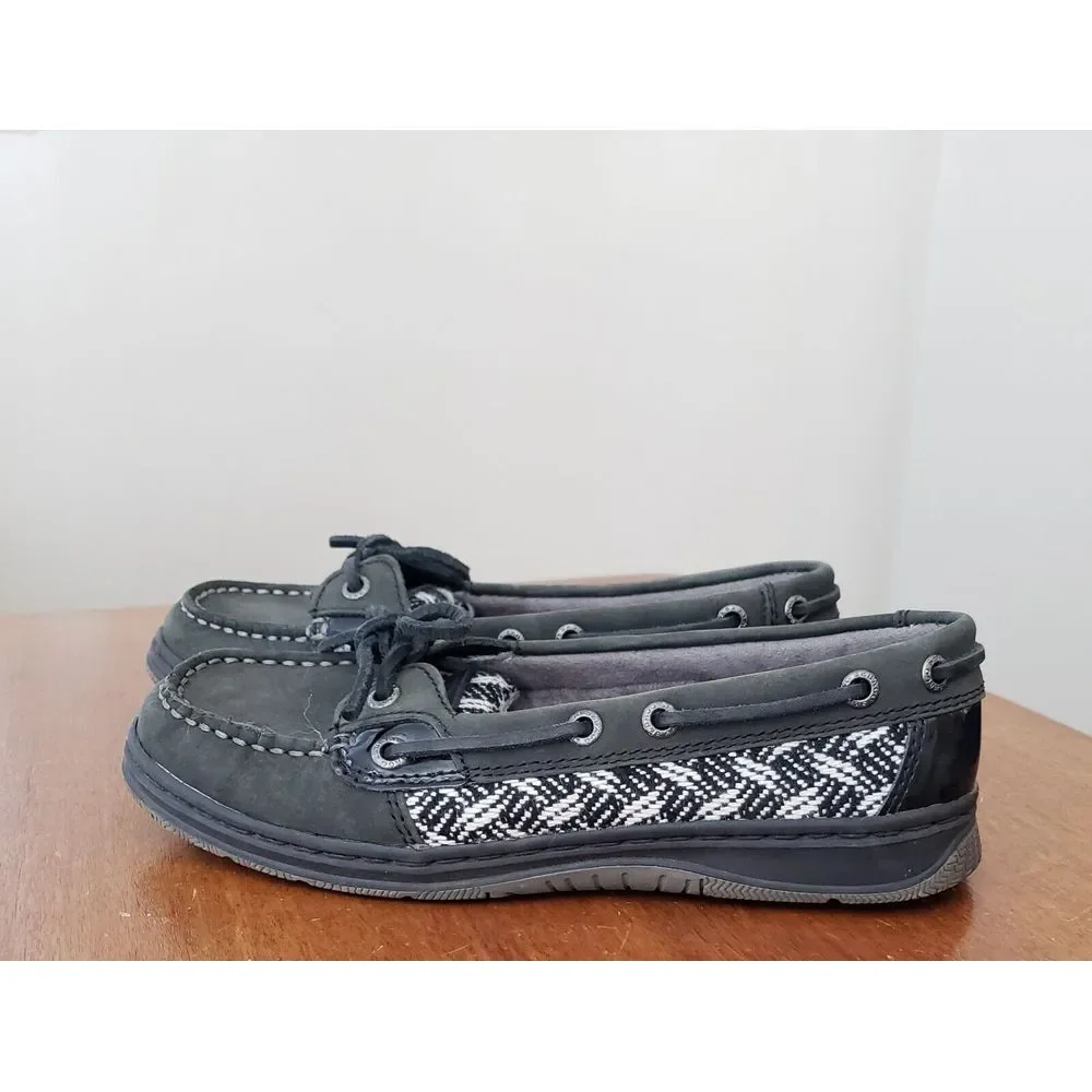 Women's Sebago Sands Boat Shoes 6 Charcoal Grey‎ Herringbone